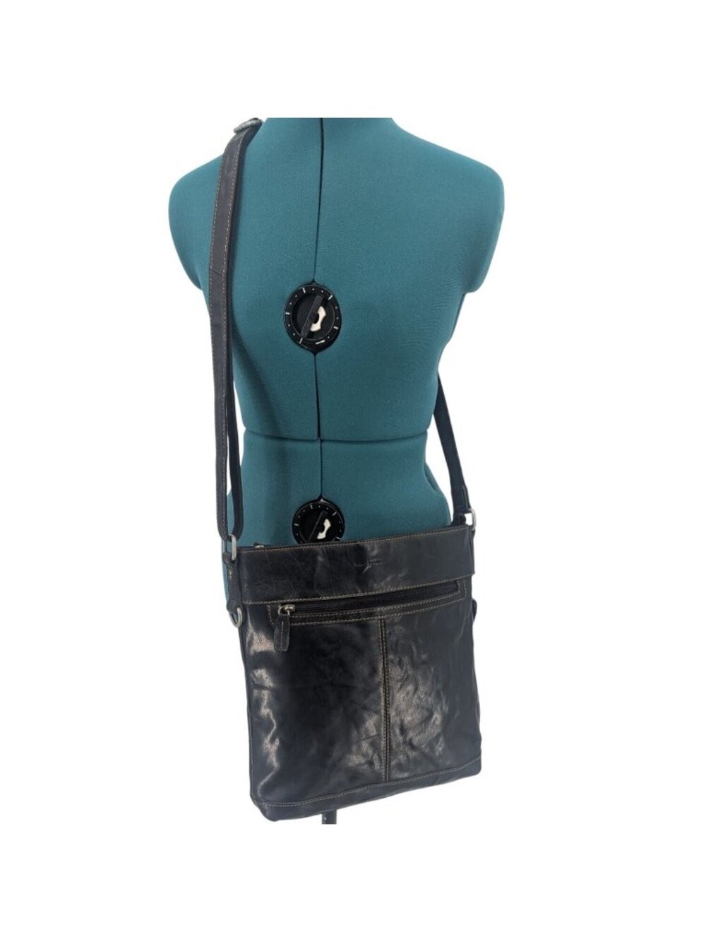 Jack Georges Leather Crossbody Shoulder Bag Zip Pockets Minimalist Travel Purse